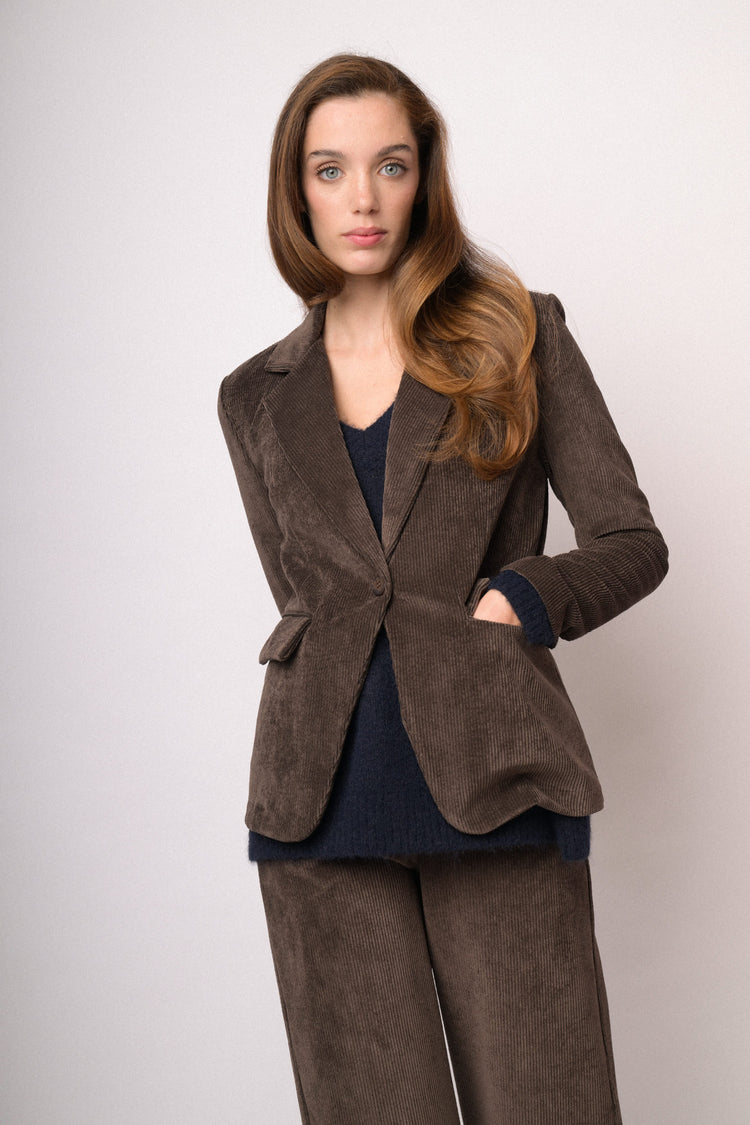 Blazer in velluto a coste testa di moro