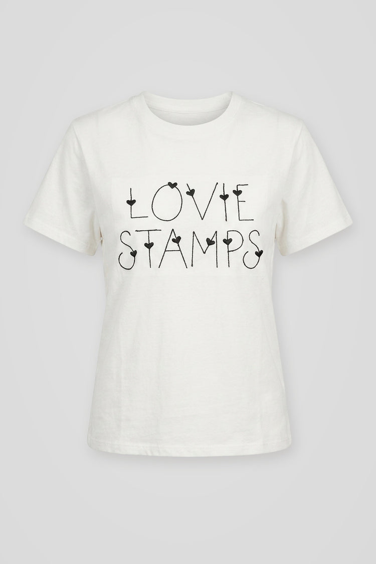 T-shirt Lovie Stamps in cotone bianco