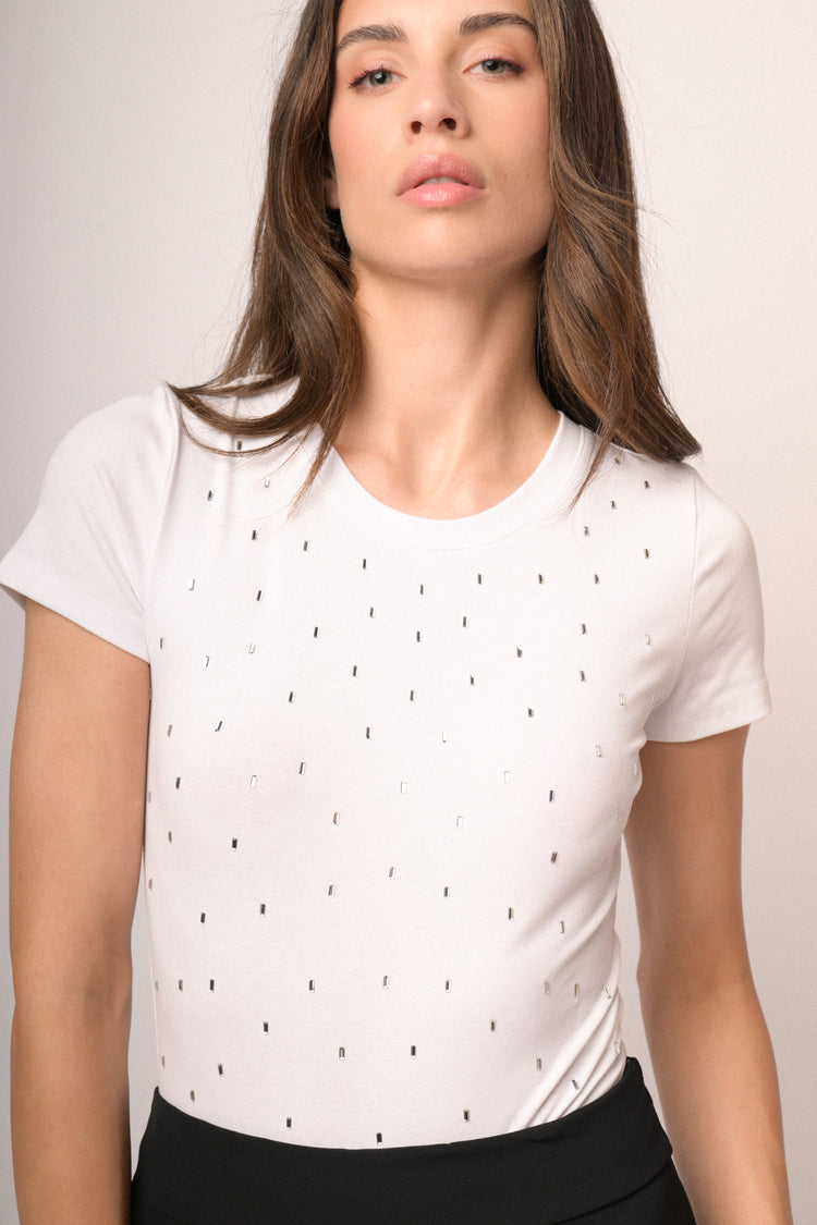 Body t shirt con applicazioni
