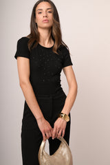 Body t shirt con applicazioni