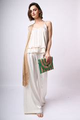 Top doppiato in georgette lurex