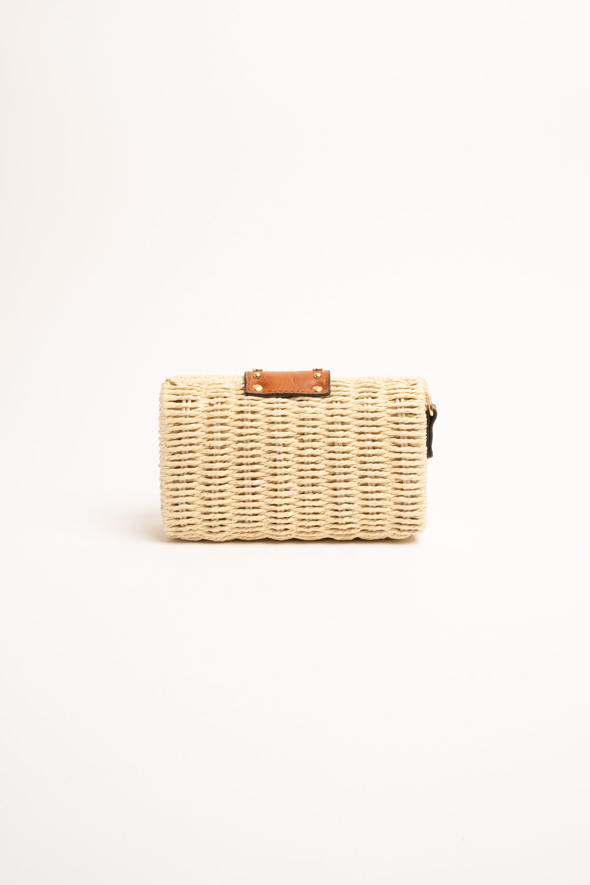 Pochette a tracolla piccola in paglia beige