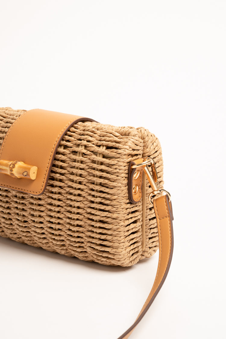 Borsa piccola paglia rigida con alamaro