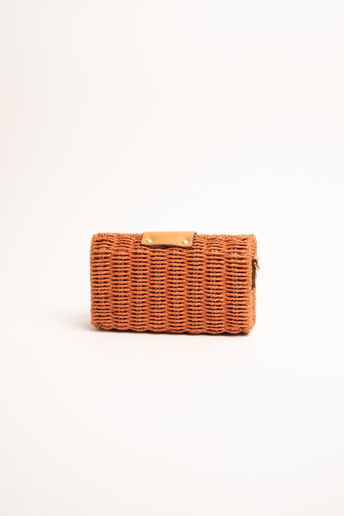 Borsa piccola in paglia arancione con alamaro