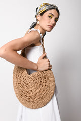 Borsa in paglia arrotondata