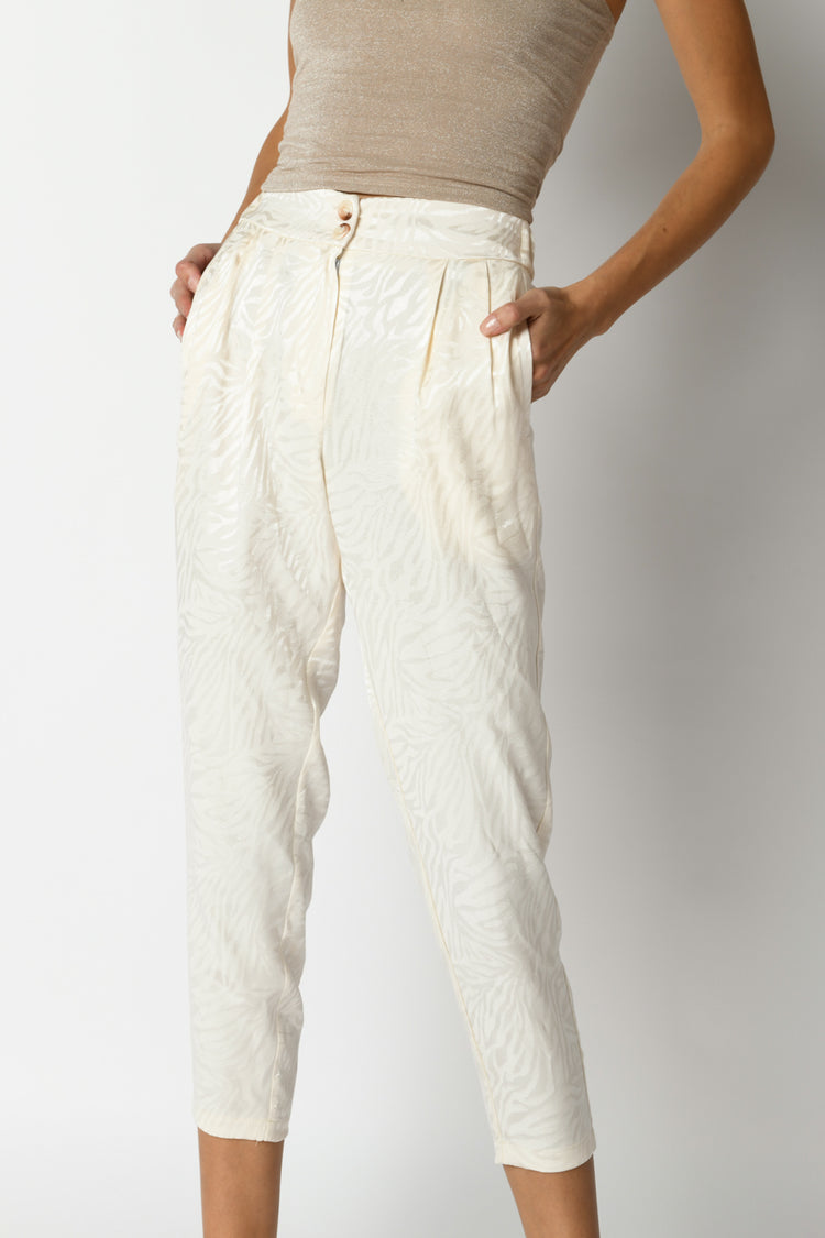 Pantalone in jacquard foliage