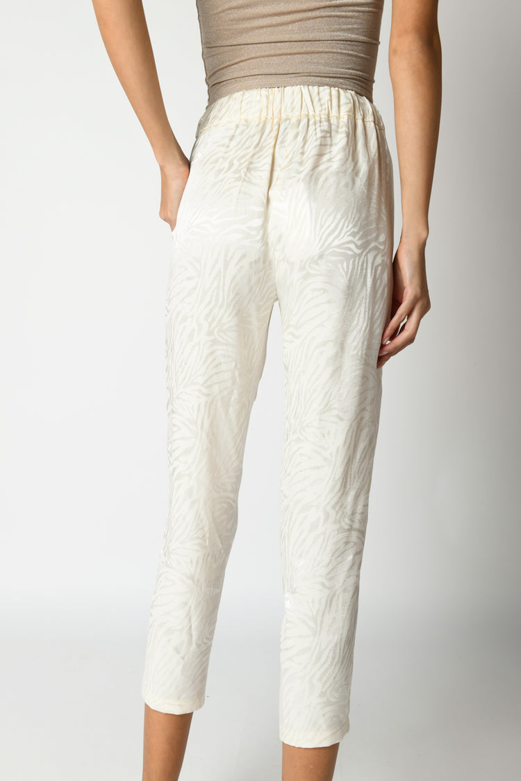 Pantalone in jacquard foliage