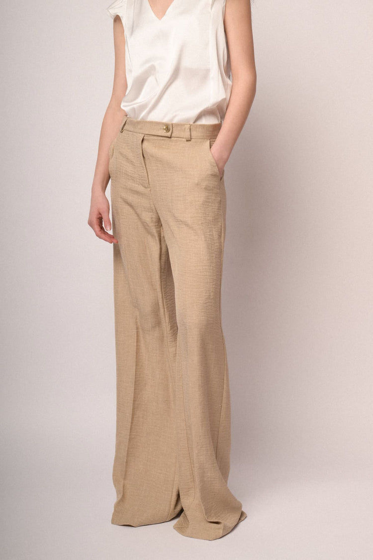 Pantaloni palazzo con motivo a righe beige