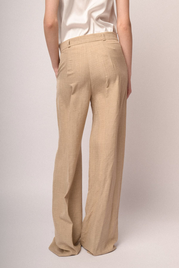 Pantaloni palazzo con motivo a righe beige
