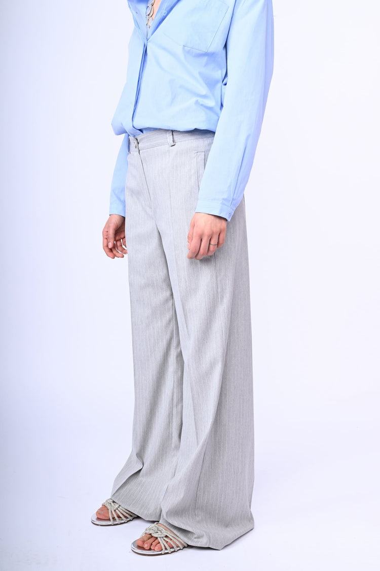 Pantaloni palazzo in gessato lurex