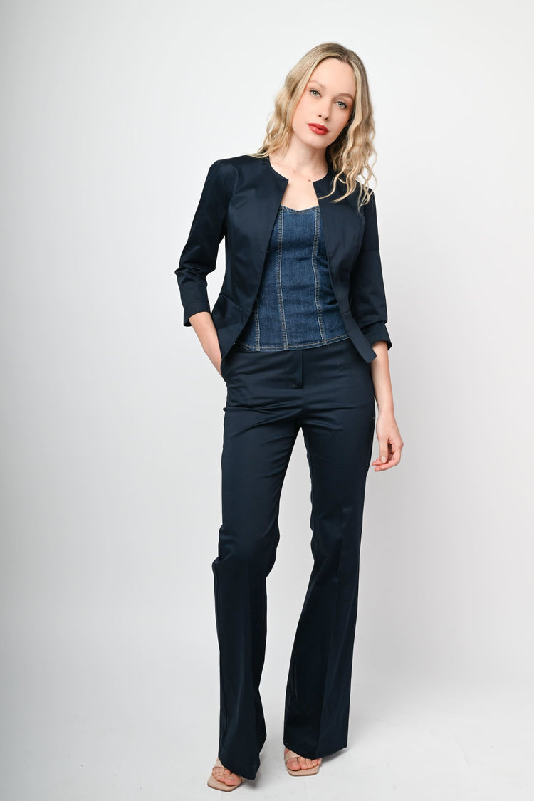 Pantalone svasati in cotone stretch