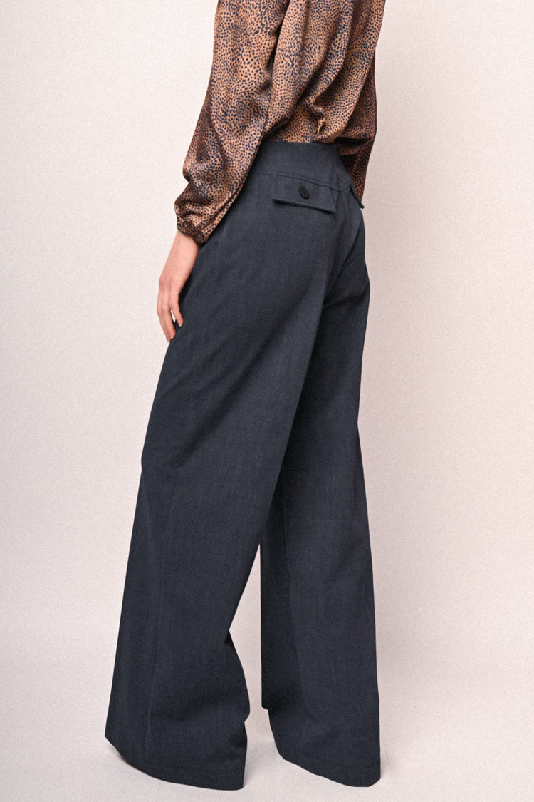 Pantaloni palazzo effetto denim
