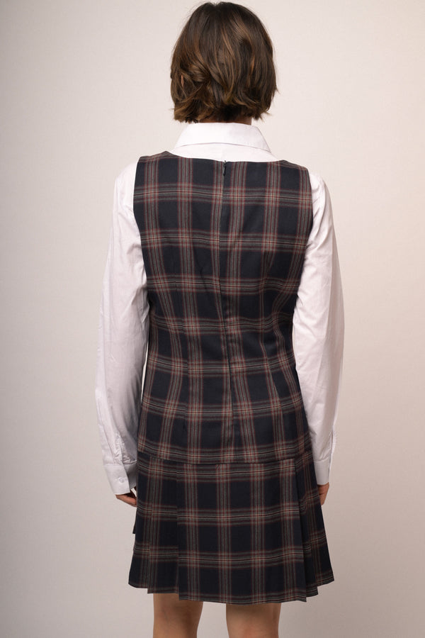 Mini abito a stampa check blu/multicolor