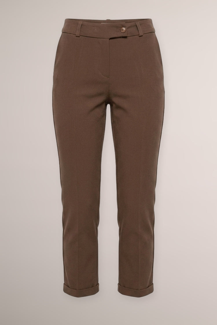 Pantaloni slim-fit misto modal cioccolato