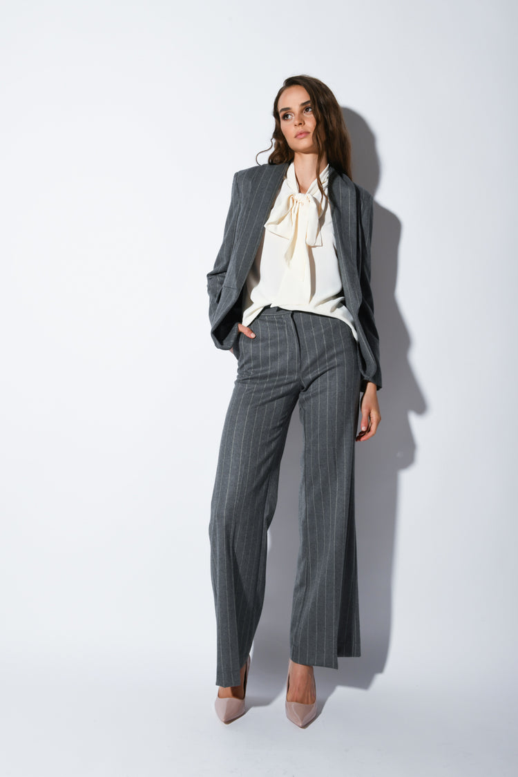 Pantaloni palazzo gessati