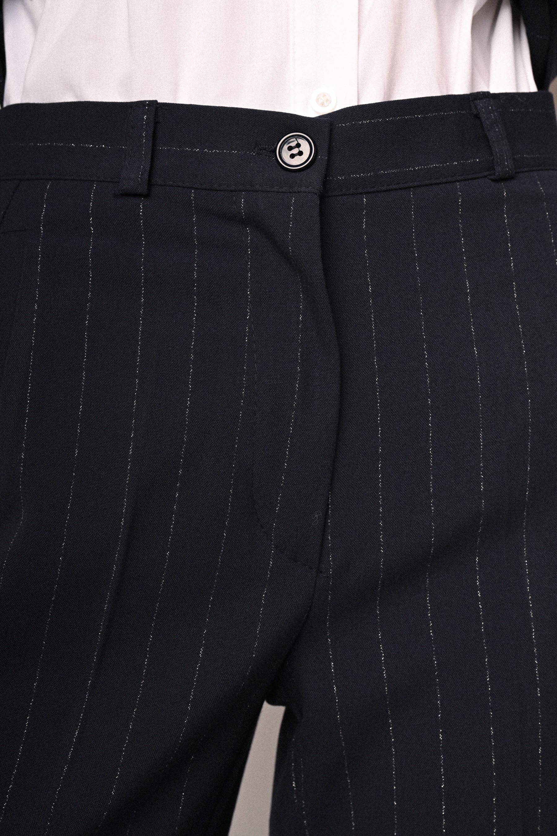 Pantaloni palazzo in gessato lurex