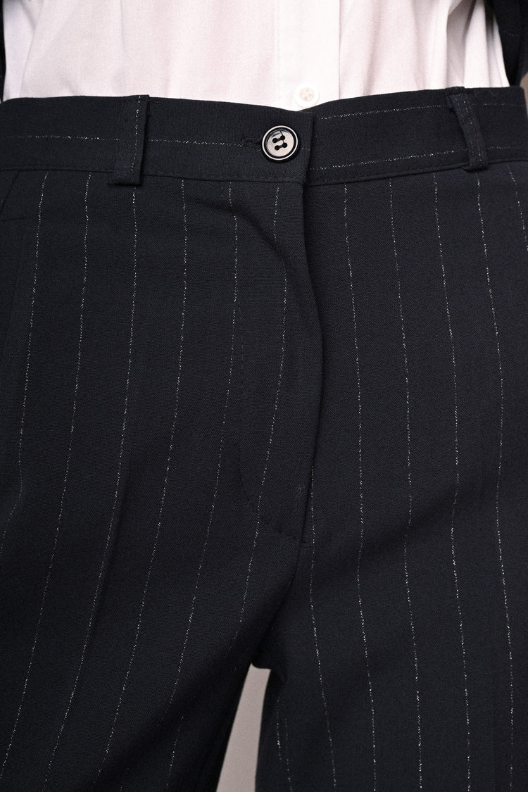 Pantaloni palazzo in gessato lurex
