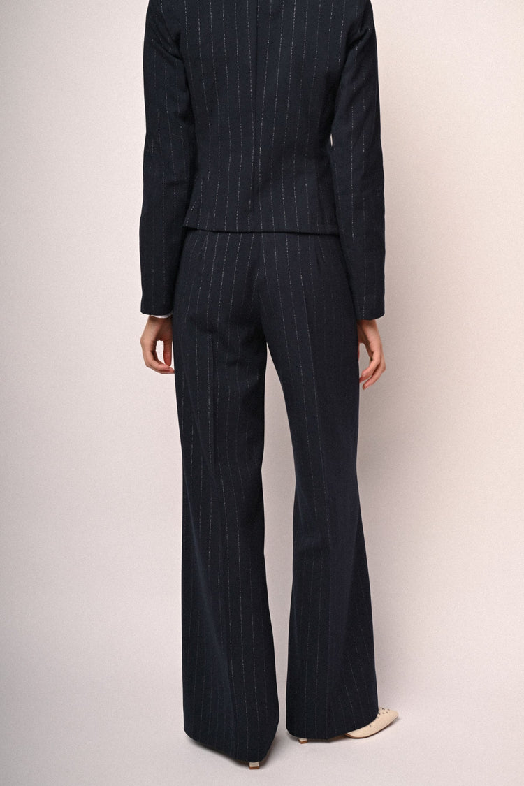 Pantaloni palazzo in gessato lurex