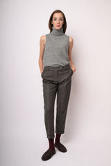 Pantaloni slim cropped check grigi