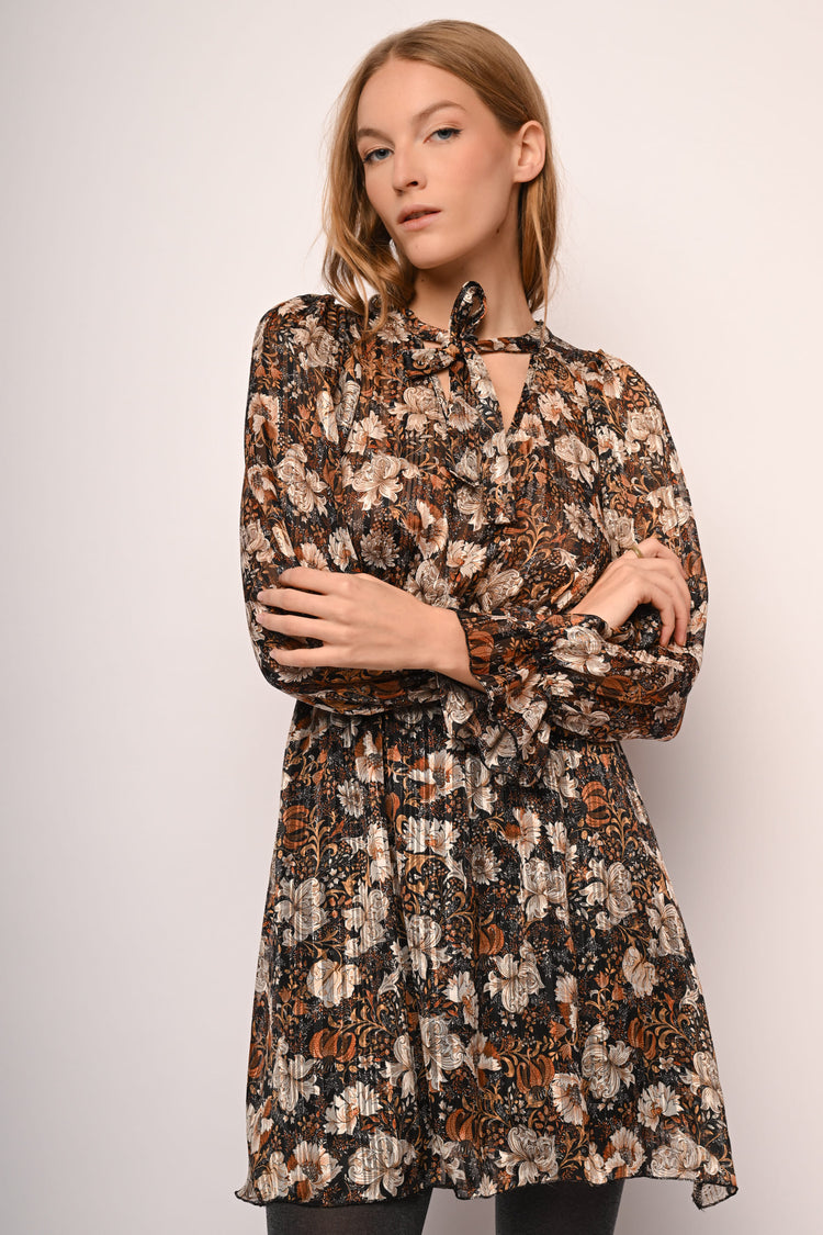 Mini abito a stampa floreale lurex