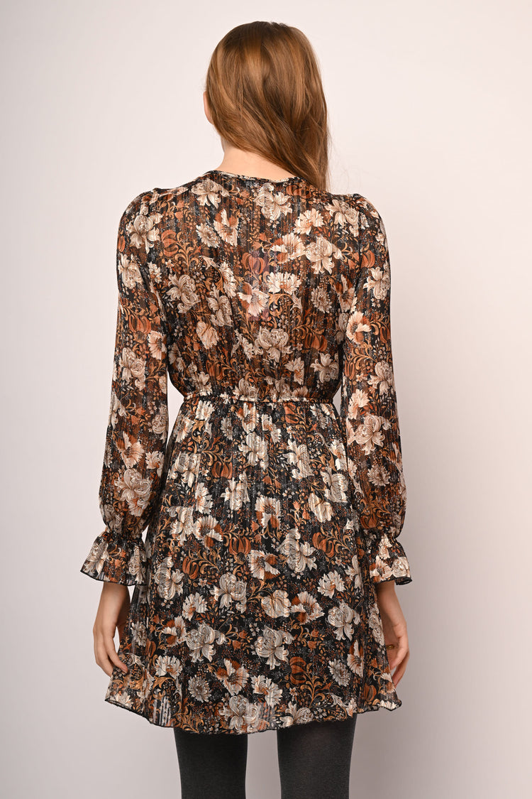 Mini abito a stampa floreale lurex