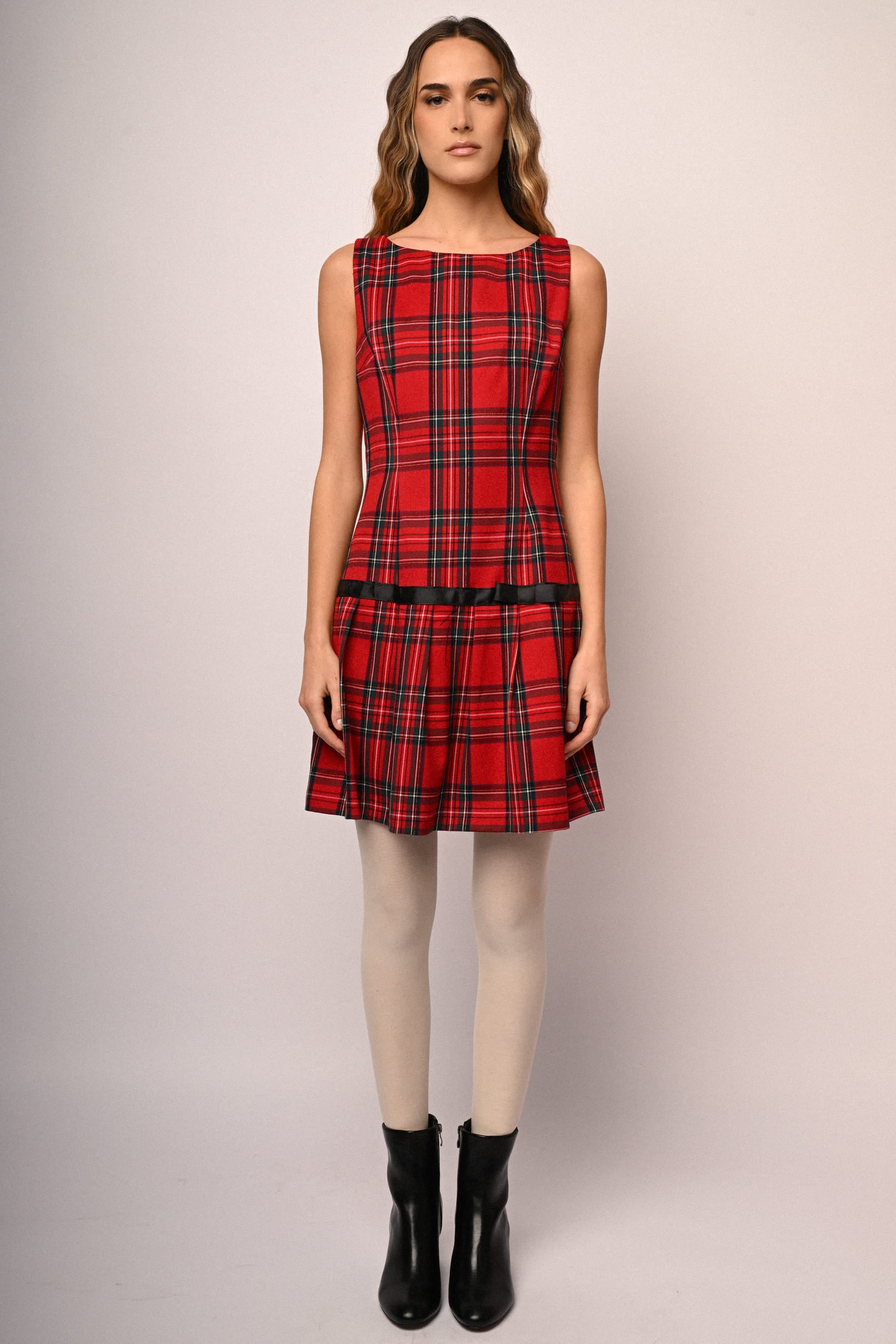 Abito mini con motivo scozzese