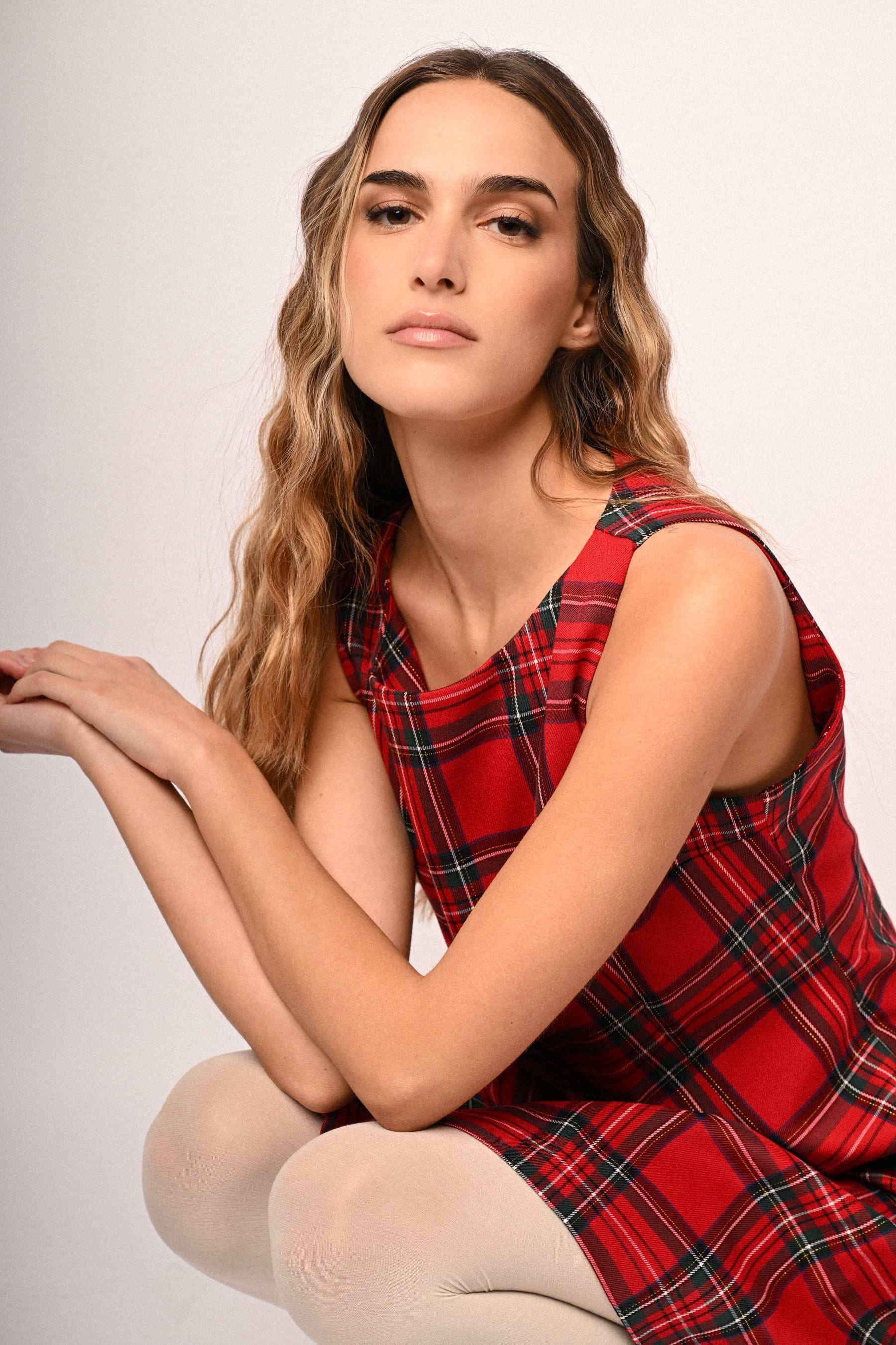 Abito mini con motivo scozzese