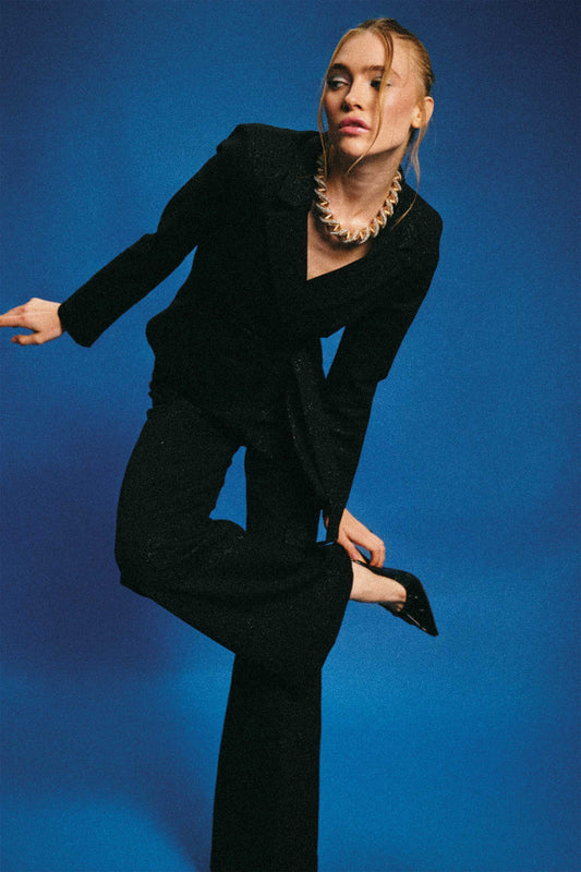 Pantaloni palazzo con glitter