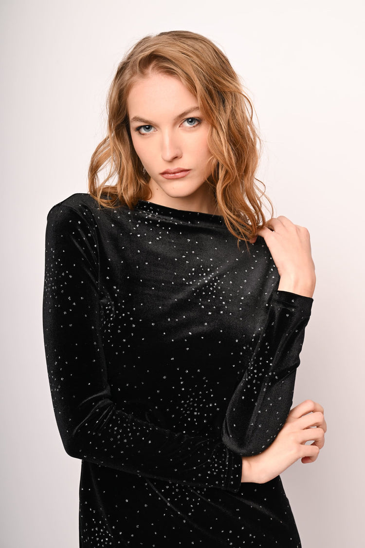 Abito velluto pois glitter