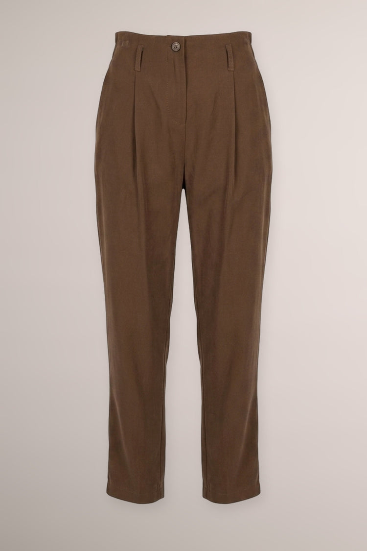 Pantaloni baggy misto viscosa cioccolato