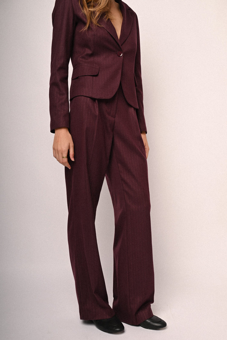 Pantaloni palazzo in gessato lurex