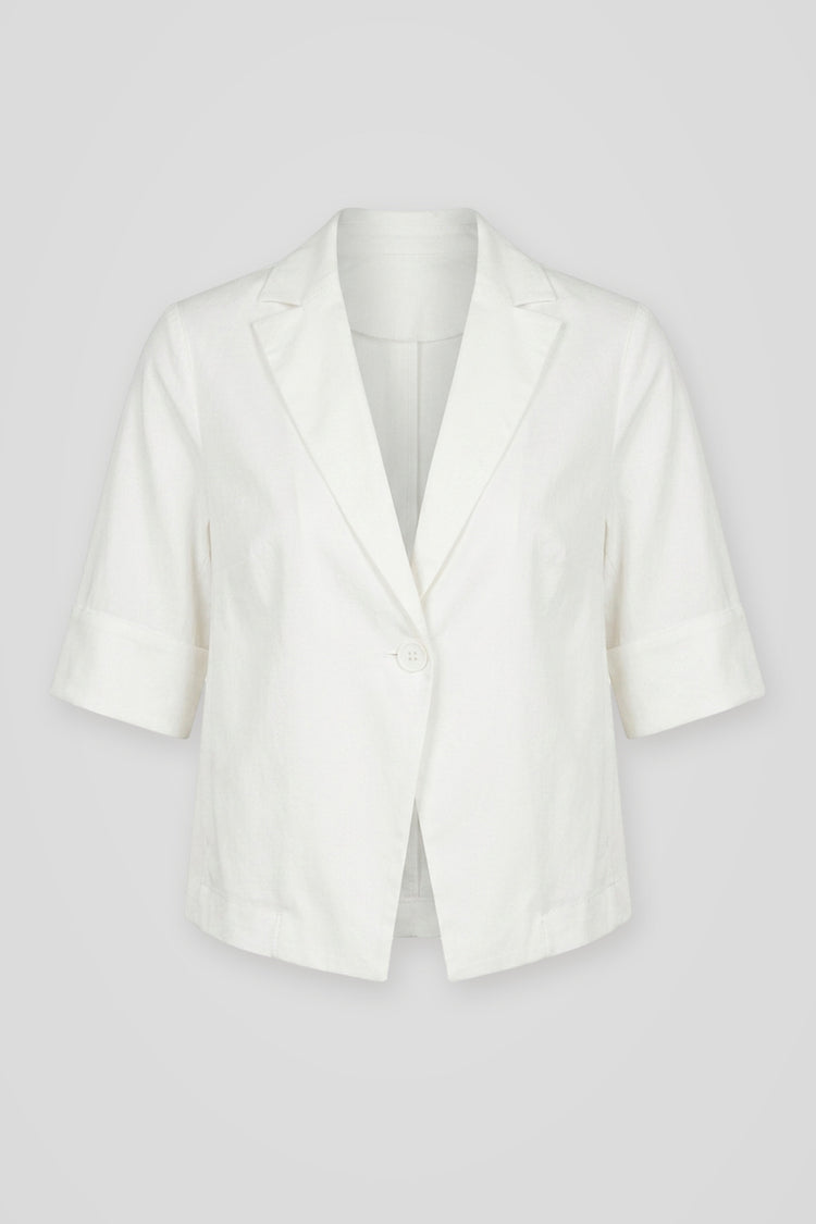 Blazer a maniche corte misto cotone bianco