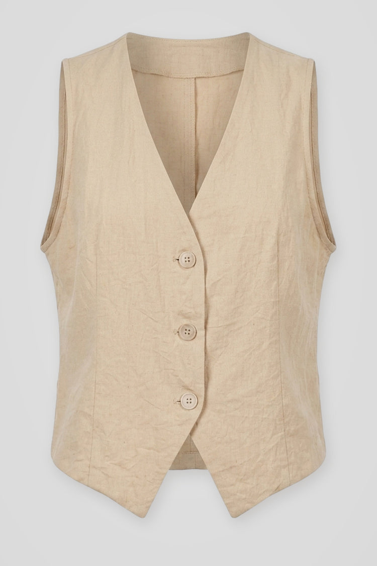 Gilet monopetto misto viscosa beige