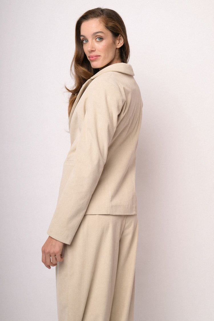 Blazer beige in velluto a coste