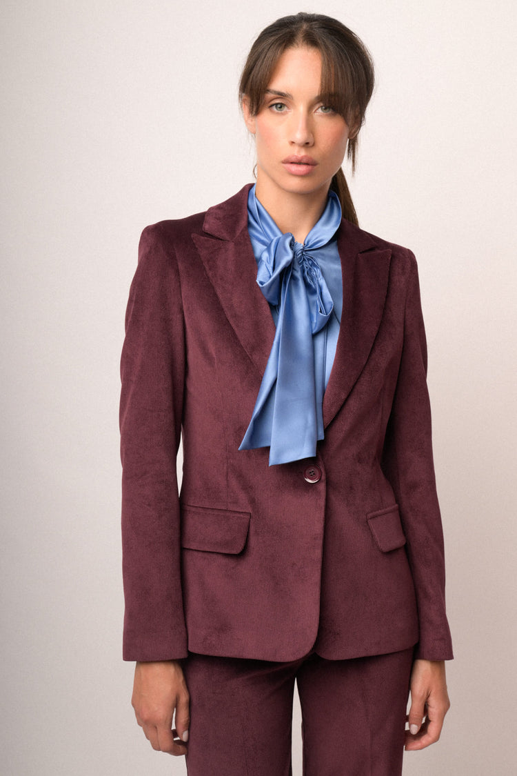 Blazer bordeaux in velluto a coste