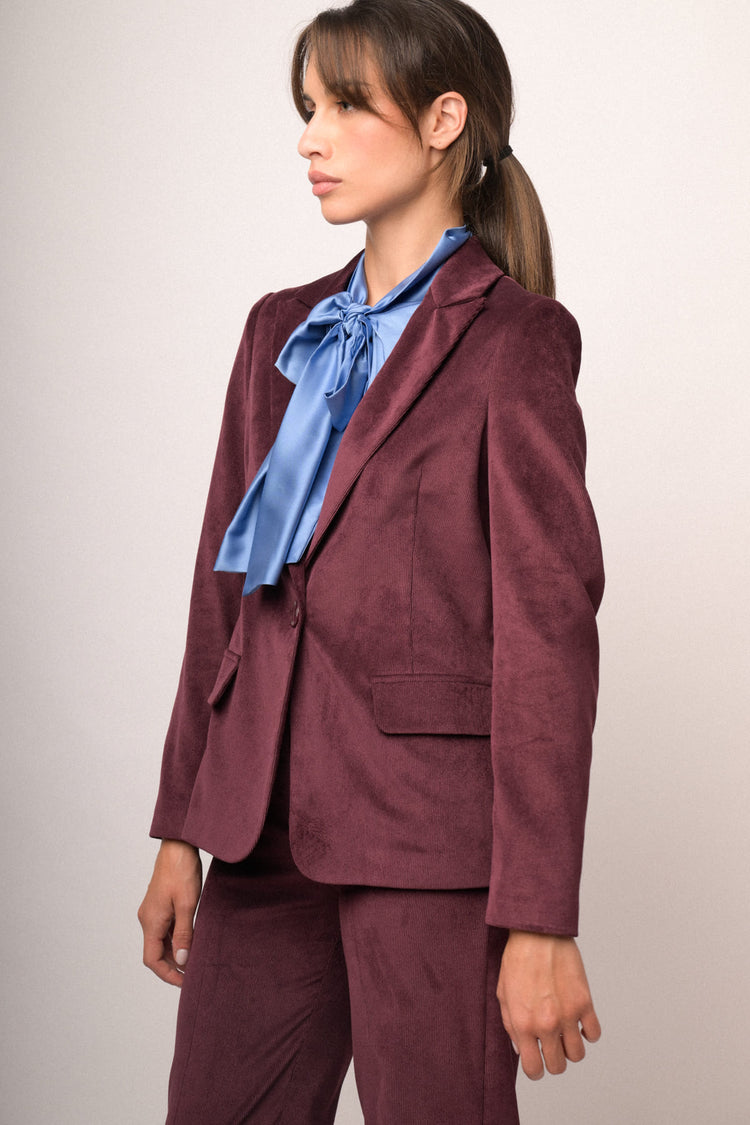 Blazer bordeaux in velluto a coste