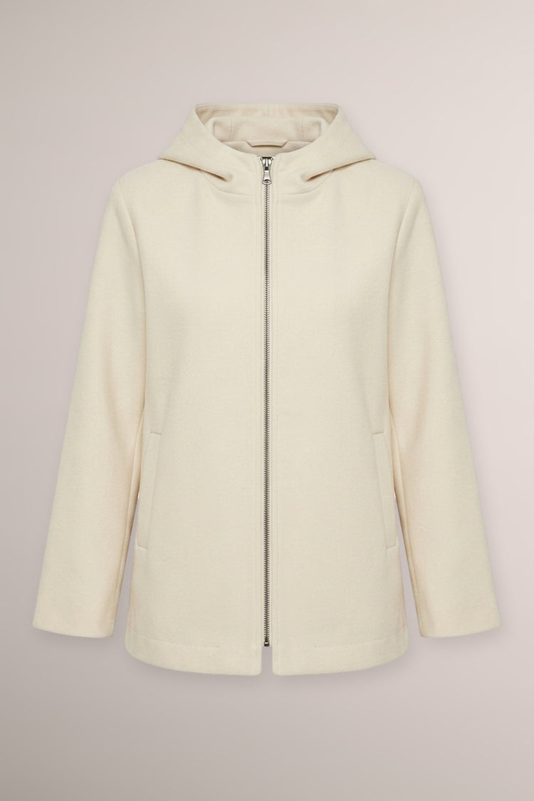 Cappotto corto con zip e cappuccio avorio