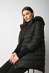Piumino polsini lurex e similpelliccia