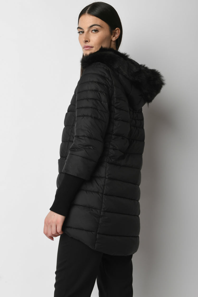 Piumino polsini lurex e similpelliccia