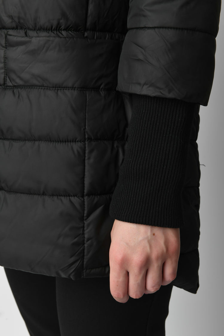 Piumino polsini lurex e similpelliccia