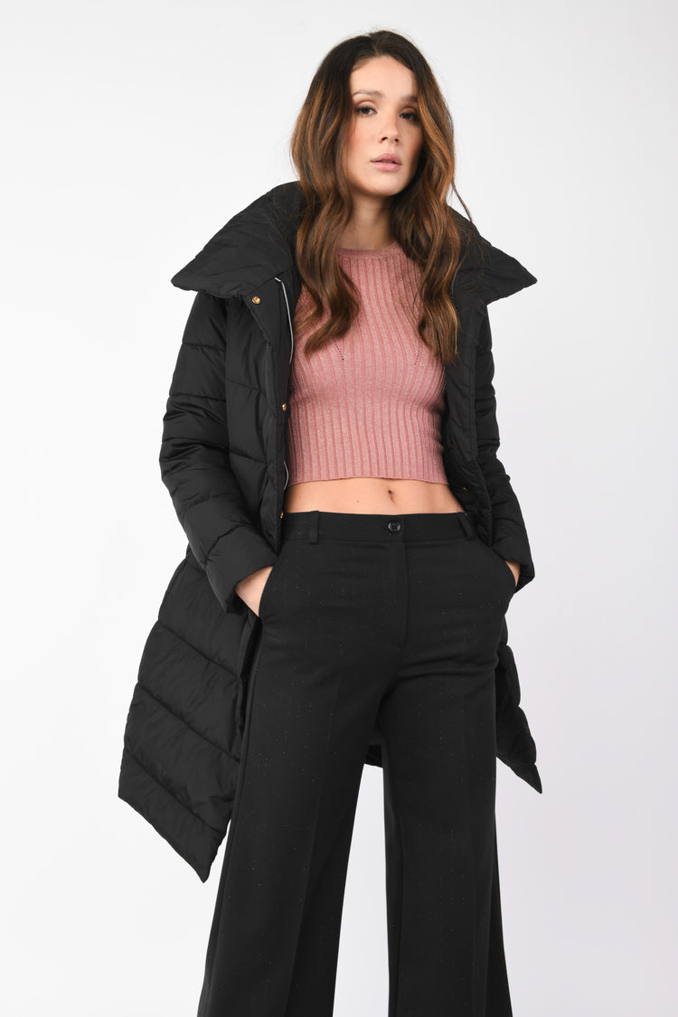 Piumino lungo in nylon trapuntato