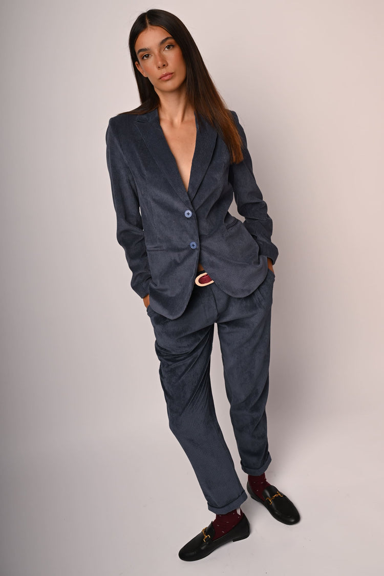 Blazer monopetto in velluto a coste