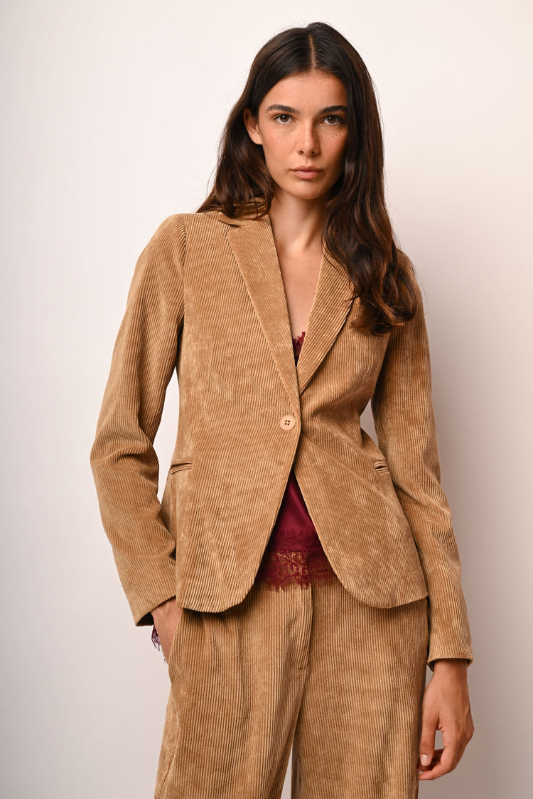 Blazer monopetto in velluto a coste