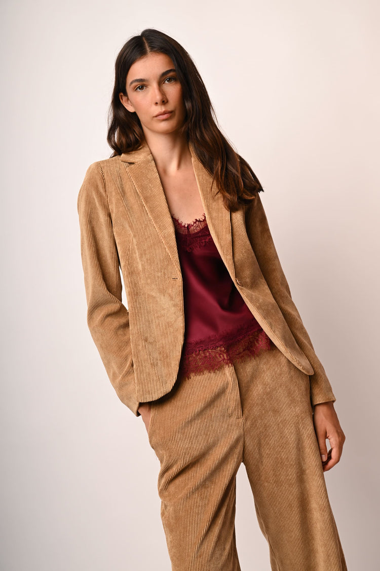 Blazer monopetto in velluto a coste