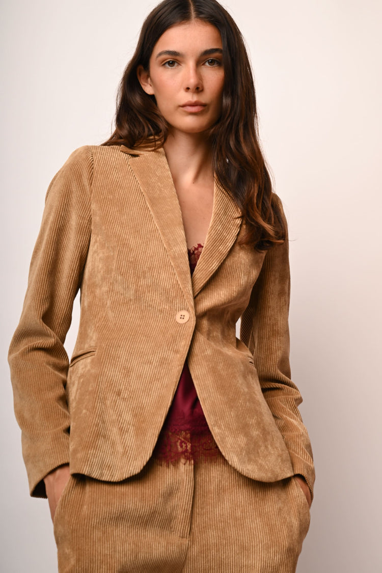 Blazer monopetto in velluto a coste