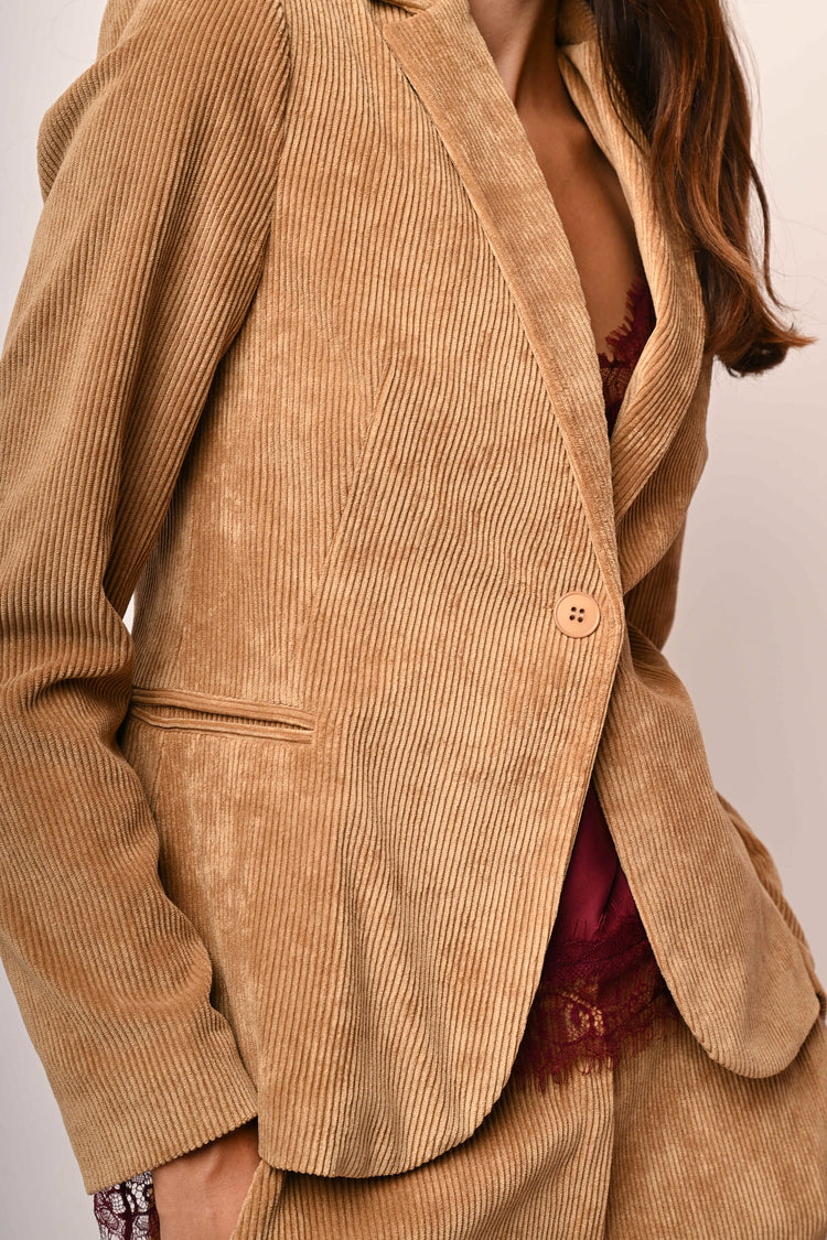 Blazer monopetto in velluto a coste