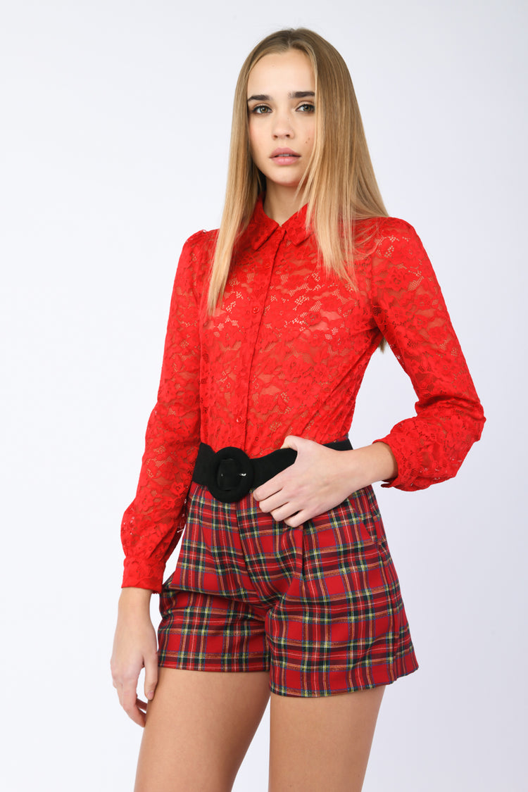 Camicia body in pizzo