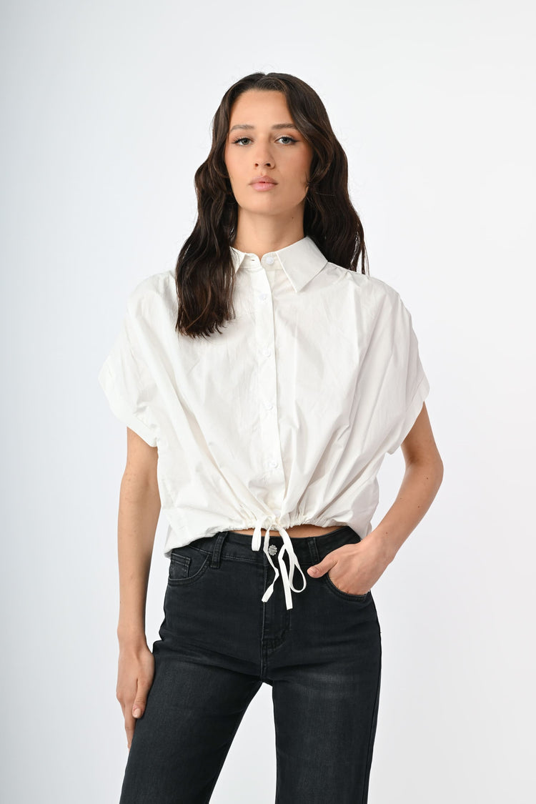 Camicia crop con coulisse