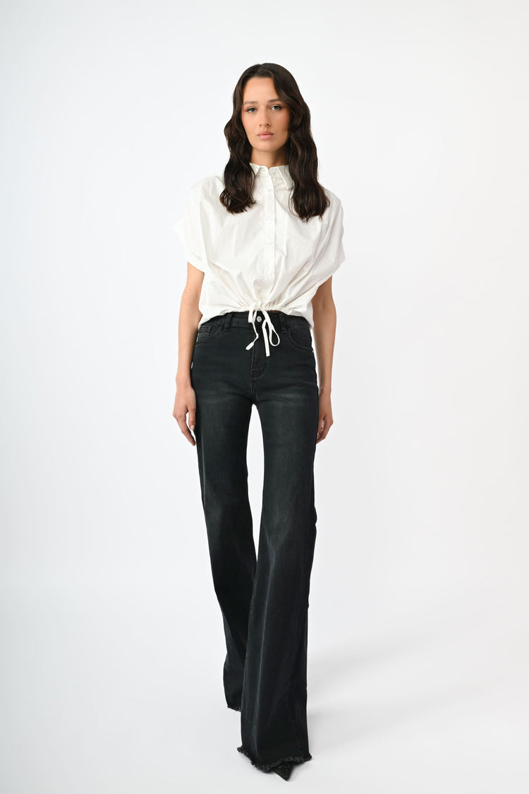 Camicia crop con coulisse