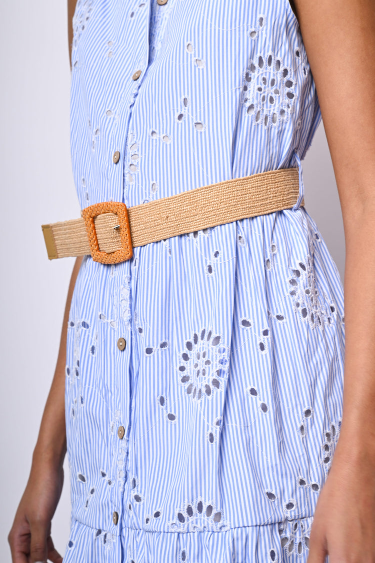 Abito chemisier lungo in Sangallo a righe